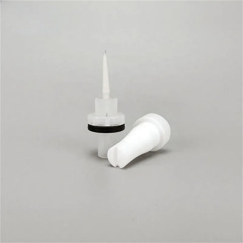 Flat Jet Nozzle For GM03 Manual Powder Coating Gun NF21 1007935 Replacement Part, shown in white with durable aluminum construction