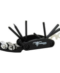 Harley Davidson Compatible 12 In 1 Folding SAE Tool For Motorcycles with hex keys, Torx, and sockets unfolded.