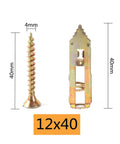 400 Piece Hammer In Drywall Anchors Kit With Self Tapping Screws For Plasterboard Sheetrock Direct Install Tip, DIY Friendly And Easy To Use For Cabinet Mounts Shelves Brackets Picture Hanging Home Improvement, Durable Galvanized Steel, 12x40mm 4mm