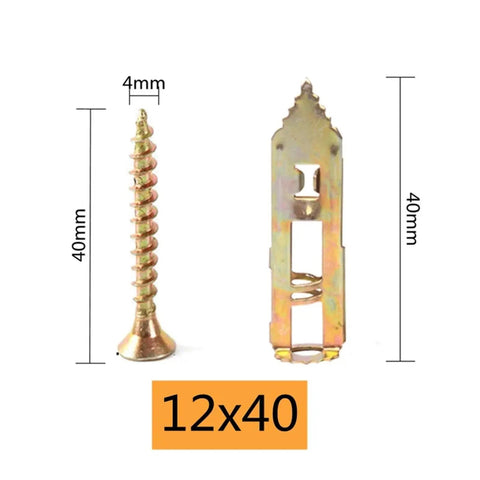 400 Piece Hammer In Drywall Anchors Kit With Self Tapping Screws For Plasterboard Sheetrock Direct Install Tip, DIY Friendly And Easy To Use For Cabinet Mounts Shelves Brackets Picture Hanging Home Improvement, Durable Galvanized Steel, 12x40mm 4mm