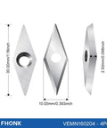Diamond-shaped tungsten carbide insert from 34 Piece Tungsten Carbide Insert Set For Wood Lathe Turning Tools With Various Shapes Round Square Diamond And Includes Screws And Screwdriver For Woodworking Gearheads And Pros And Great For Shop Or Workshop Projects.