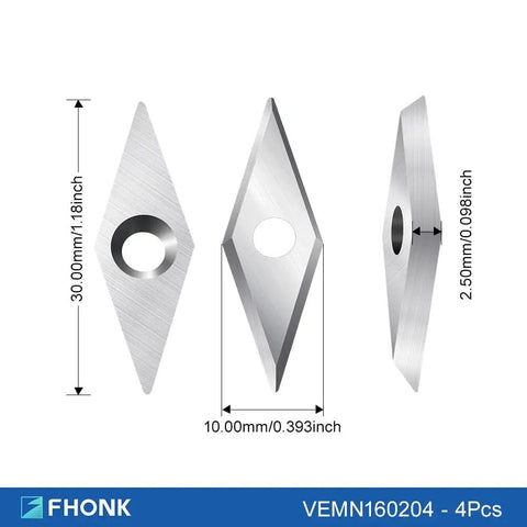 Diamond-shaped tungsten carbide insert from 34 Piece Tungsten Carbide Insert Set For Wood Lathe Turning Tools With Various Shapes Round Square Diamond And Includes Screws And Screwdriver For Woodworking Gearheads And Pros And Great For Shop Or Workshop Projects.