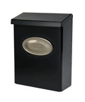 Locking Wall Mount Mailbox In Black Galvanized Steel With Medium Capacity For Covered Areas Heavy Duty Powder Coated Finish Weather Resistant Made In USA, front view