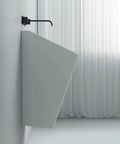 Upgrade Your Washroom Fast With This Heavy Duty Wall Mount Basin Sink Made From Solid White Ceramic And A Sleek Marble Glaze That Wipes Clean In Seconds And Saves You Major Trouble Every Time. Modern wall mount sink angle showing sleek design.