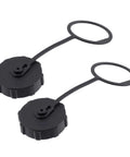 Two Pack Sprayer Tank Drain Covers With Secure Tether And Quick Emptying Threaded Caps shown with tethered loops