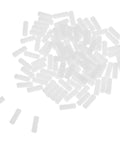 Double Headed Furniture Clips 100 Pack Adjustable Nut Design Nylon Connectors scattered on a white background ideal for cabinet assembly.