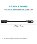 10 Ft 3 Prong AC Power Cord Universal Cable For Treadmills, TVs, Monitors, And Computers, 110-125V, 18AWG, NEMA 5-15P To C13