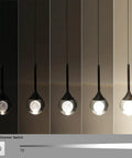 Lit Globe Crystal Pendant Light With 5W LED Dimmable Stepless Brightness Modern Hanging Fixture at different brightness levels