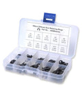 Durable Metal E Clip Assortment Kit With 147 Pieces And Sizes From 2mm To 12mm Portable Grab And Go Organizer Case open view