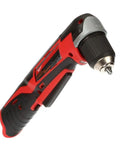 Premium Compact 12 Volt Cordless Drill Driver With A Rugged 3/8 Inch Quick Release Chuck Engineered For Bad Ass Job Site Grinds And Snug Tight Squeeze Access Tool Only side view of drill with black and red ergonomic grip.