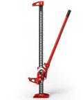 Big Red 48 Inch Ratcheting Off Road Farm Jack With Heavy Duty 3 Ton 6000 Lb Load Capacity, red and black, showcasing lifting mechanism.