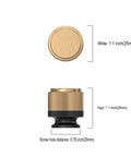 Front and side view of Matte Black and Champagne Bronze Kitchen Cabinet Knobs Set of 10 with size dimensions shown.