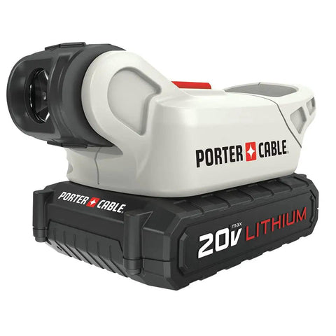 Hardcore 20 Volt Max Cordless Power Tool Combo Kit Four Piece Set With Two Rechargeable Batteries Quick Charger Circular Saw And Drill Driver front view of 20V battery from Porter Cable.