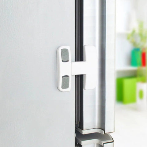Fridge And Cabinet Safety Lock Set With Protective Plastic Covers, Quick Peel And Stick No Drill Install, Strong Adhesive Tape, Kid Friendly