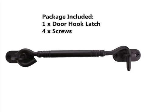 6 Inch Barn Door Lock And Sliding Gate Latch Set In Stainless Steel with black finish and screws included