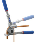 Kickass Professional Grade 180 Degree Manual Tube Bender With Quick Action RotoLok Indexing Handle For Flawless Copper Stainless Steel 316 To 38 Inch Tubing in action with copper tubing.