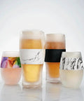 Freezable Insulated Pint Mugs Set Of 2 Double Walled Frosty Drink Glasses With Gel Core Keeps Beer And Cold Brew Icy Longer 16 Oz marble and colored beverage tumblers displayed together.