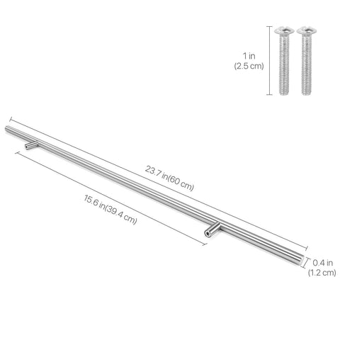 10 Pack Stainless Steel T Bar Cabinet Handles In Satin Brushed Nickel Finish For 24 Inch Length And 15 Inch Hole Center