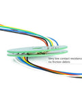 Ultra Slim Pcb Pancake Slip Ring With Straight Up Through Bore Layout showing low contact resistance and multiple color wires.