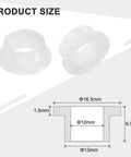 12 Pack Flanged Sleeve Bearings Plastic Bushings Nylon White Bore 10mm By 13mm OD By 6.5mm Length Flange 16.5mm product size diagram