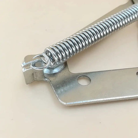 Close-up of spring on Two Pack Folding Sofa Bed Spring Hinges 80 Degree Lift Support for Cabinet Doors, nickel-plated durable hardware.