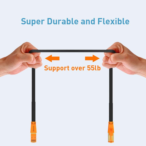 Cat8 Ethernet Cable 50 Ft Flat Ultra Fast Network Cable Up To 40Gbps 2000MHz Premium Copper Shielded For Gaming Streaming