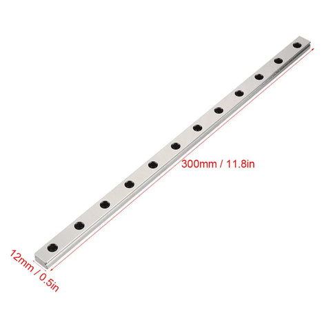 Compact Linear Guide Rail Kit 300mm With Two MGN12B Slide Blocks For Precise Motion In Small Shop Automation Projects, 12mm wide steel rail