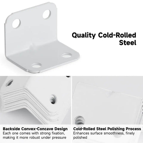 40 Piece L Bracket Set With Screws, Cold Rolled Steel 90 Degree Right Angle Corner Braces, showing quality and polishing process.