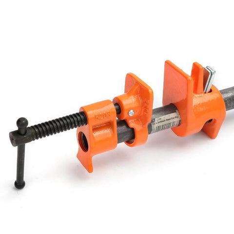Heavy Duty 52 Pipe Clamp For One Half Inch Black Or Galvanized Pipe, Cast Iron Frame With Large One And A Half Inch Clamping Faces