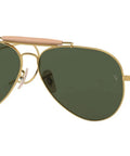 Outdoorsman I Aviator Sunglasses in Shiny Gold with G15 Green Lenses, 58mm Prescription Ready, RX Able, Classic Pilot Style