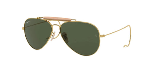 Outdoorsman I Aviator Sunglasses in Shiny Gold with G15 Green Lenses, 58mm Prescription Ready, RX Able, Classic Pilot Style