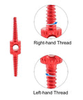 Colorful Bike Brake And Shift Cable Connectors Kit, 20 Pcs, 4 Color Set, showing red connector with right and left-hand threads