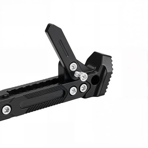 Close-up of the Beefy 6061 Aluminum Kickstand for Tuttio Soleil 01 Electric Dirt Bike, showing durable construction and no slip support