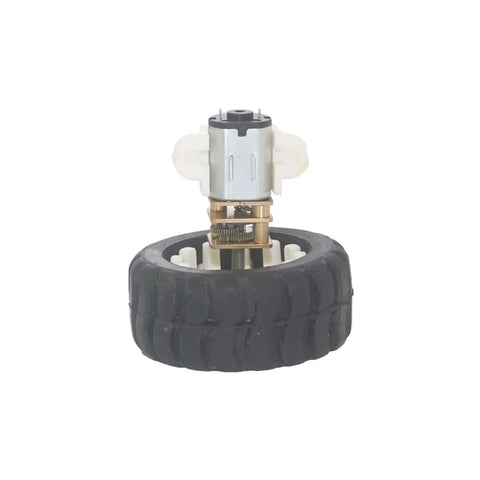 12V DC Micro Motor For DIY Toy Robots With Plastic Wheel Kit And Fixed Frame Nut Low Noise High Torque, front view