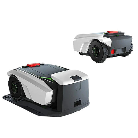 Smart Auto Lawn Robot Mower For Yard Care With Smart Path Planning Auto Charging Weatherproof Build shown in two views