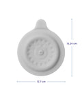 Premium Soft Silicone Bathtub Drain Stopper With Super Strong Suction Cup locks water in fast for baby bath times, soft gray rubber.