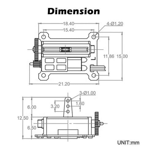 Two Pack Micro Servo 1.5g Tiny Digital Linear Servo For Indoor RC Planes And Small Drones, dimensions detailed diagram