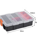 Two Layer Plastic Tools Organizer Box For Garage And Workshop with clear lid, 22x15.6x6 cm, multi compartment.