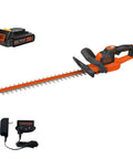 20V Max Cordless Hedge Trimmer With Power Command Powercut, 22 Inch dual action blade, ergonomic grips, lithium ion battery and charger