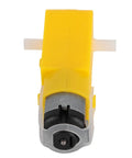 TT geared motor with yellow casing, front view, part of Omnidirectional Wheel Set With Dope Mecanum Tech For TT Geared Motors