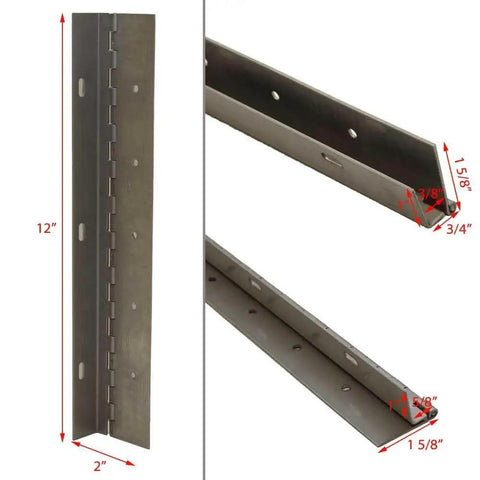 Heavy Duty Offset Piano Hinge 12 By 2 Inch Solid Stainless Steel Gate Hardware Featuring Precision Pre Drilled Slots For Smooth Operator Door Swings And Built Tough Diy Backyard Fixes, side view showing dimensions.