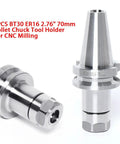 Five Piece BT30 ER16 Collet Chuck Tool Holder Set for CNC Mills and Drills, 2.76 Inch 70mm Shank, front and angle view