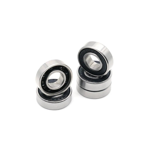 Dope 699RS Ceramic Hybrid Ball Bearings 9X20X6mm For High Speed Motors And Spindles Si3N4 Balls stacked in silver and black finish.