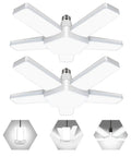 Super Bright LED Garage Light 2 Pack 10000 Lumens 6500K Shop Light With Five Adjustable Panels, 100W Ceiling Fixture