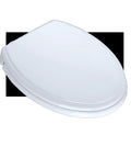 Soft Close Elongated Toilet Seat No Slam Cotton White Traditional Ergonomic Design with Molded Bumpers and Mounting Hardware