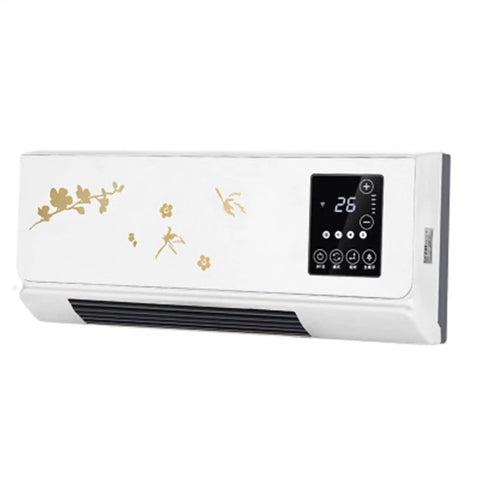 Crush The Winter Chill 2000W Wall Mounted Space Heater Air Conditioner Fan With Remote Timer, Quiet Electric Heater with floral design.