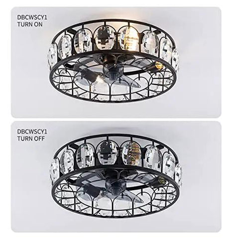 Boss Level Vintage Industrial Fandelier Ceiling Fan With Bright Lighting, 18 Inch Low Profile Flush Mount With Remote, Sturdy Black Metal Build For Living Spaces, Dual Direction Spins And Major Cool Factor, lights on and off views.