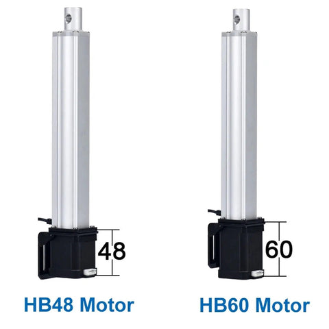 Epic Precision 42 Series Stepper Motor Linear Electric Actuator With Smooth Speed Regulation 24V DC shown with HB48 and HB60 models.