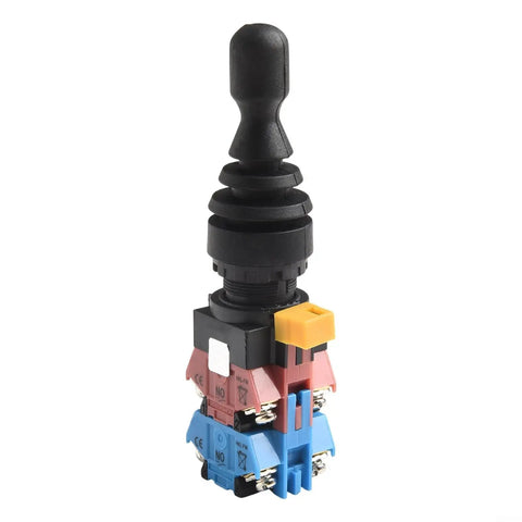 4 Position Joystick Switch With 4NO Momentary Monolever For HKL FW24 Industrial Control Panel 22mm Cutout Blue Purple Plastic Easy Install Center Return High Precision Control For Starters Relays And Complex Circuits, black handle