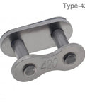 Top Tier 5 Piece Heavy Duty Chain Master Link Kit For 420 And 428 Roller Chains With Quick Install Clip Connectors, Type-420 link close-up.